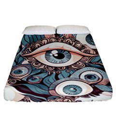 Eyes Pattern Fitted Sheet (queen Size) by Valentinaart