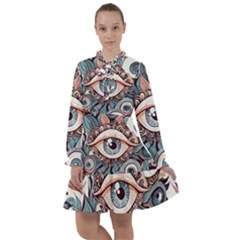 Eyes Pattern All Frills Chiffon Dress by Valentinaart