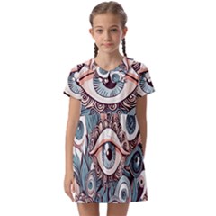 Eyes Pattern Kids  Asymmetric Collar Dress by Valentinaart