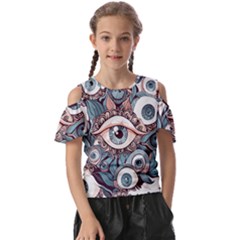 Eyes Pattern Kids  Butterfly Cutout T-shirt by Valentinaart