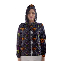 Halloween Pattern Bat Women s Hooded Windbreaker