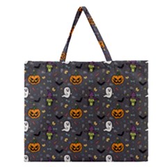 Halloween Pattern Bat Zipper Large Tote Bag by Bangk1t