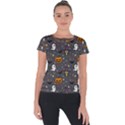 Halloween Pattern Bat Short Sleeve Sports Top  View1