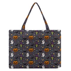 Halloween Pattern Bat Zipper Medium Tote Bag by Bangk1t