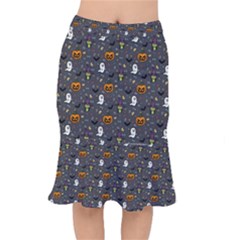 Halloween Pattern Bat Short Mermaid Skirt by Bangk1t