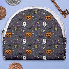 Halloween Pattern Bat Horseshoe Style Canvas Pouch by Bangk1t