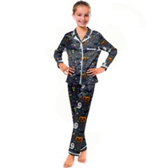 Halloween Pattern Bat Kids  Satin Long Sleeve Pajamas Set by Bangk1t