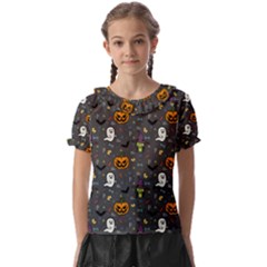 Halloween Pattern Bat Kids  Frill Chiffon Blouse by Bangk1t