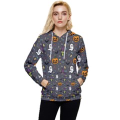 Halloween Pattern Bat Women s Lightweight Drawstring Hoodie