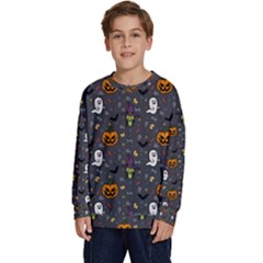 Halloween Pattern Bat Kids  Crewneck Sweatshirt