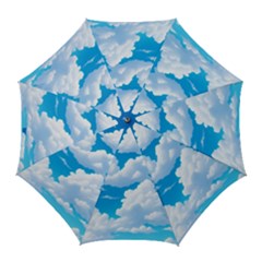 Sky Clouds Blue Cartoon Animated Golf Umbrellas by Bangk1t