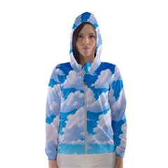 Sky Clouds Blue Cartoon Animated Women s Hooded Windbreaker