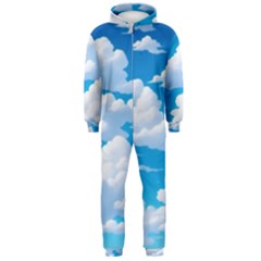 Sky Clouds Blue Cartoon Animated Hooded Jumpsuit (men)