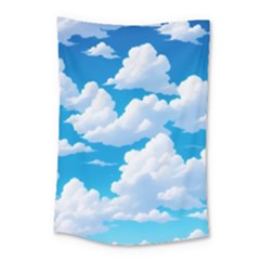 Sky Clouds Blue Cartoon Animated Small Tapestry by Bangk1t