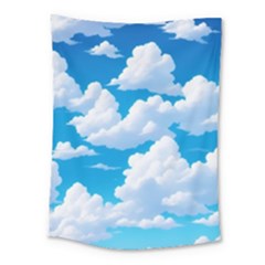 Sky Clouds Blue Cartoon Animated Medium Tapestry