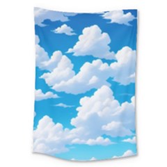 Sky Clouds Blue Cartoon Animated Large Tapestry