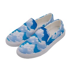 Sky Clouds Blue Cartoon Animated Women s Canvas Slip Ons by Bangk1t