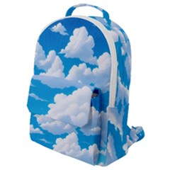 Sky Clouds Blue Cartoon Animated Flap Pocket Backpack (small) by Bangk1t