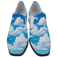 Sky Clouds Blue Cartoon Animated Women Slip On Heel Loafers by Bangk1t