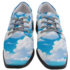 Sky Clouds Blue Cartoon Animated Women Heeled Oxford Shoes by Bangk1t