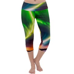 Lake Storm Neon Nature Capri Yoga Leggings by Bangk1t