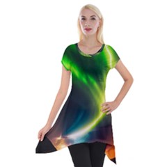 Lake Storm Neon Nature Short Sleeve Side Drop Tunic by Bangk1t