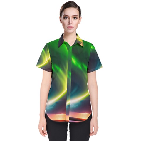 Lake Storm Neon Nature Women s Short Sleeve Shirt by Bangk1t