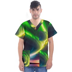 Lake Storm Neon Nature Men s V-neck Scrub Top