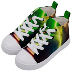 Lake Storm Neon Nature Kids  Mid-top Canvas Sneakers by Bangk1t