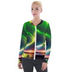 Lake Storm Neon Nature Velvet Zip Up Jacket by Bangk1t