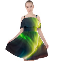 Lake Storm Neon Nature Cut Out Shoulders Chiffon Dress by Bangk1t