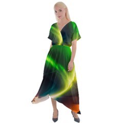 Lake Storm Neon Nature Cross Front Sharkbite Hem Maxi Dress by Bangk1t