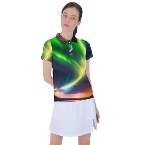 Lake Storm Neon Nature Women s Polo T-shirt by Bangk1t