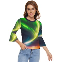 Lake Storm Neon Nature Bell Sleeve Top