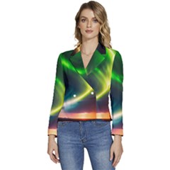 Lake Storm Neon Nature Women s Long Sleeve Revers Collar Cropped Jacket by Bangk1t