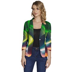 Lake Storm Neon Nature Women s One-button 3/4 Sleeve Short Jacket by Bangk1t