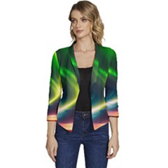 Lake Storm Neon Nature Women s Casual 3/4 Sleeve Spring Jacket by Bangk1t