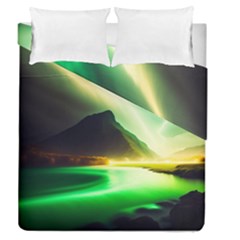 Aurora Lake Neon Colorful Duvet Cover Double Side (queen Size) by Bangk1t