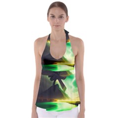 Aurora Lake Neon Colorful Tie Back Tankini Top by Bangk1t