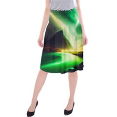 Aurora Lake Neon Colorful Midi Beach Skirt by Bangk1t