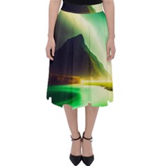 Aurora Lake Neon Colorful Classic Midi Skirt by Bangk1t