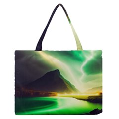 Aurora Lake Neon Colorful Zipper Medium Tote Bag by Bangk1t