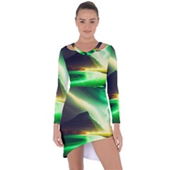 Aurora Lake Neon Colorful Asymmetric Cut-out Shift Dress by Bangk1t