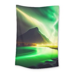 Aurora Lake Neon Colorful Small Tapestry