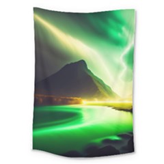 Aurora Lake Neon Colorful Large Tapestry