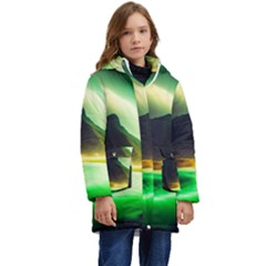 Aurora Lake Neon Colorful Kids  Hooded Longline Puffer Jacket by Bangk1t