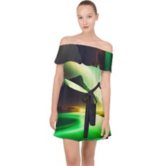 Aurora Lake Neon Colorful Off Shoulder Chiffon Dress by Bangk1t