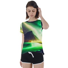 Aurora Lake Neon Colorful Short Sleeve Open Back T-shirt by Bangk1t