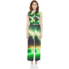 Aurora Lake Neon Colorful Women s Frill Top Chiffon Jumpsuit by Bangk1t