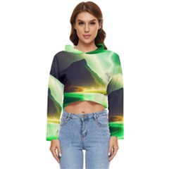 Aurora Lake Neon Colorful Women s Lightweight Cropped Hoodie by Bangk1t